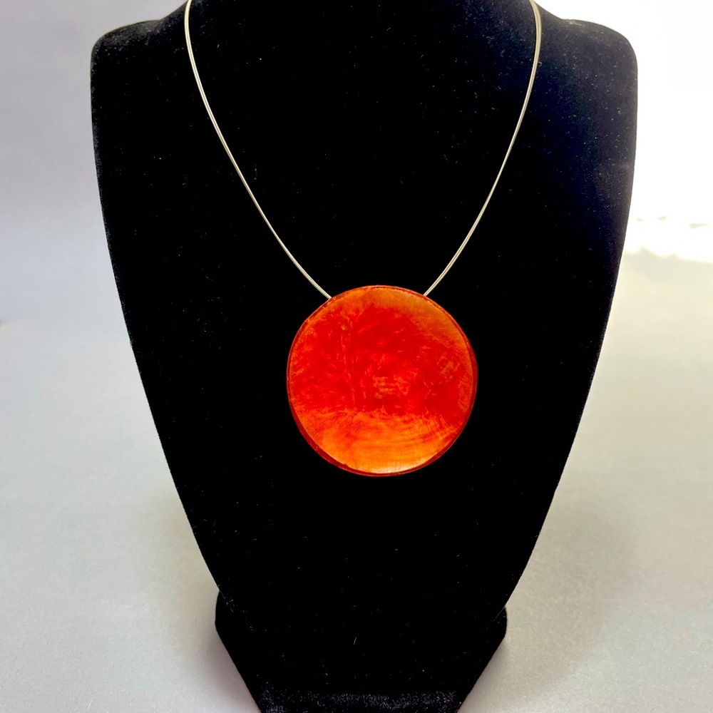 Orange Acrylic disc necklace / choker on wire